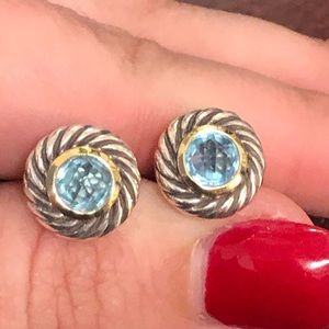 David Yurman blue topaz Cookie Earrings